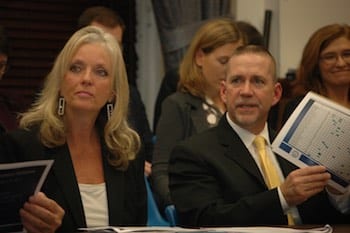 Auburn Town Manager Julie Jacobson and Auburn Public Works Director William Coyle Julie Jacobson and William Coyle discuss Chapter 90 needs at meeting of LGAC