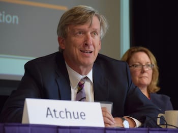 Attorney George Hall speaks during a forum on new marijuana law Oct. 3.
