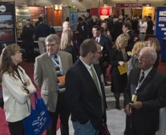 Local officials crowd the Trade Show floor during the MMA Annual Meeting.