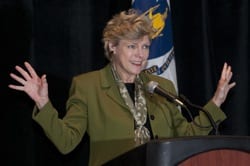 Commentator Cokie Roberts speaks during the WEMO luncheon on Jan. 21.