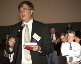 Dalton Select Board member Bill Chabot makes a point during the MMA's Annual Business Meeting on Jan. 23, 2010.