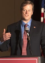 Republican Chalres Baker speaks during the MMA's gubernatorial candidates forum.