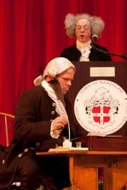 Town officials re-enact the Town Meeting of 1793 in Randolph.