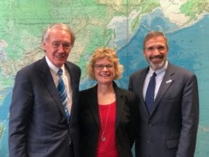 Sen. Ed Markey (left), MMA President and Norwell Selectman Ellen Allen (center), and MMA Executive Director Geoff Beckwith (right)