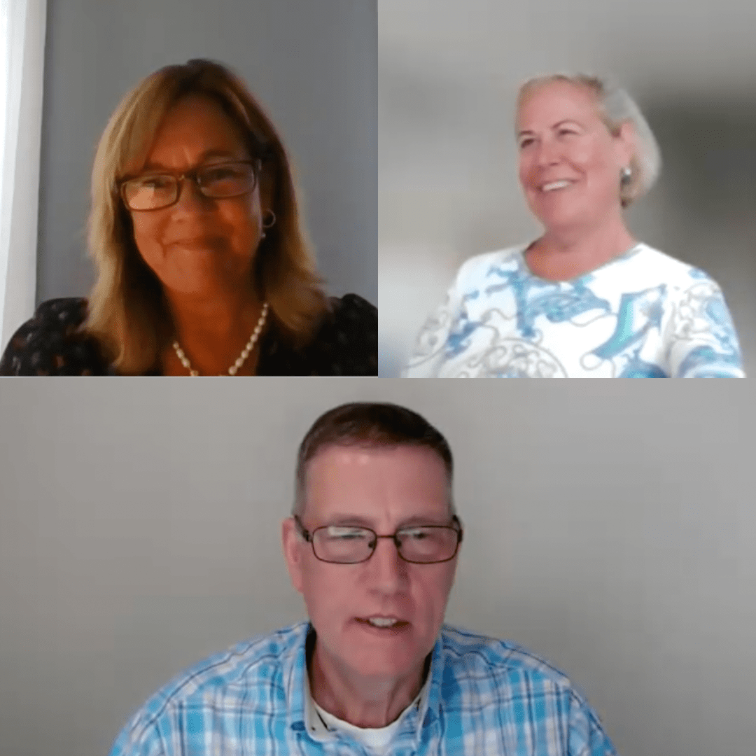 Panelists from the Operational Services Division’s Local Government Team discuss procurement and COMMBUYS during an MMA webinar. Pictured are, clockwise from top left, Local Government Account Manager Jennifer Forsey, Local Government Account Manager Jackie Needham, and Director of Strategic Sourcing Services Tim Kennedy.